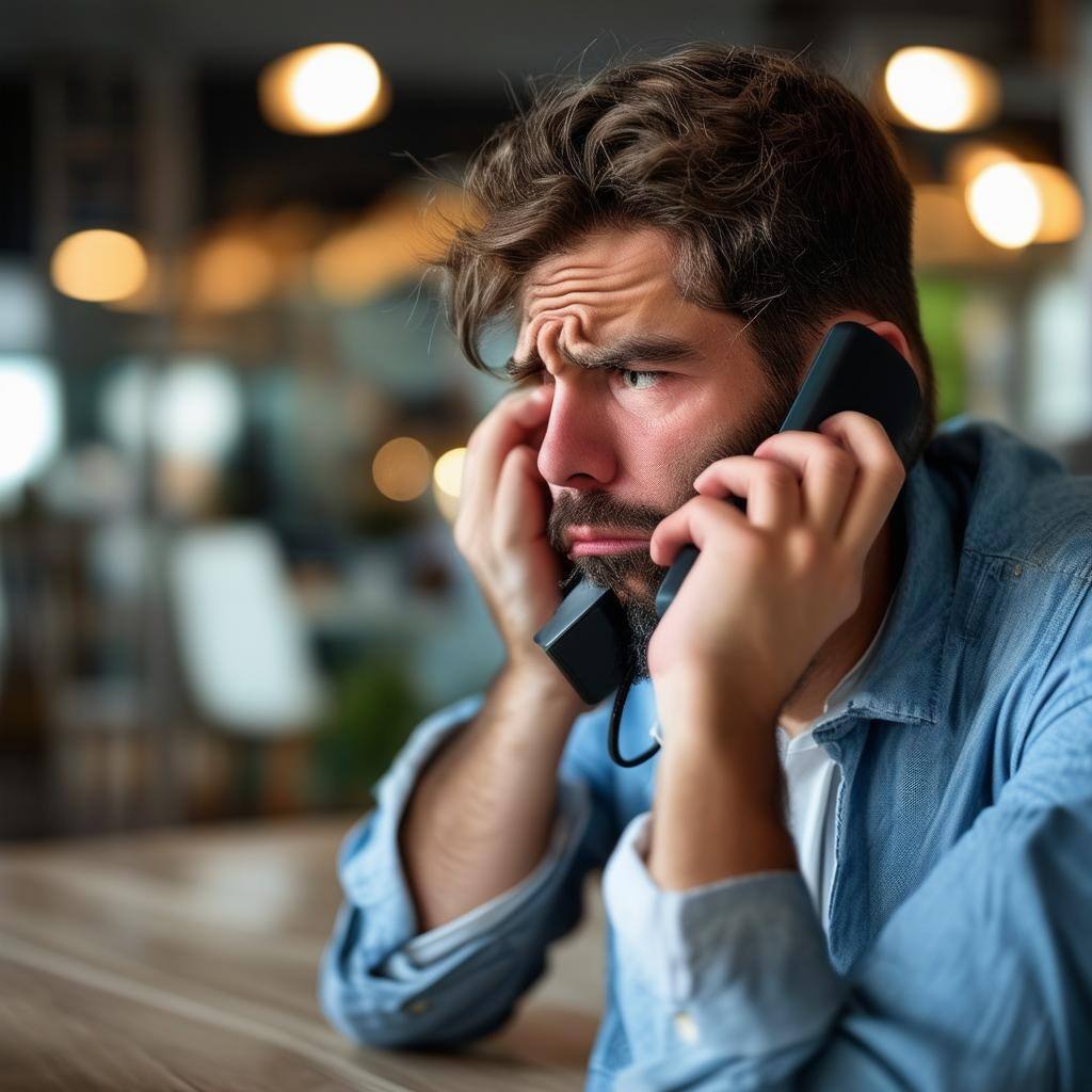 Customer over the phone disappointed faced